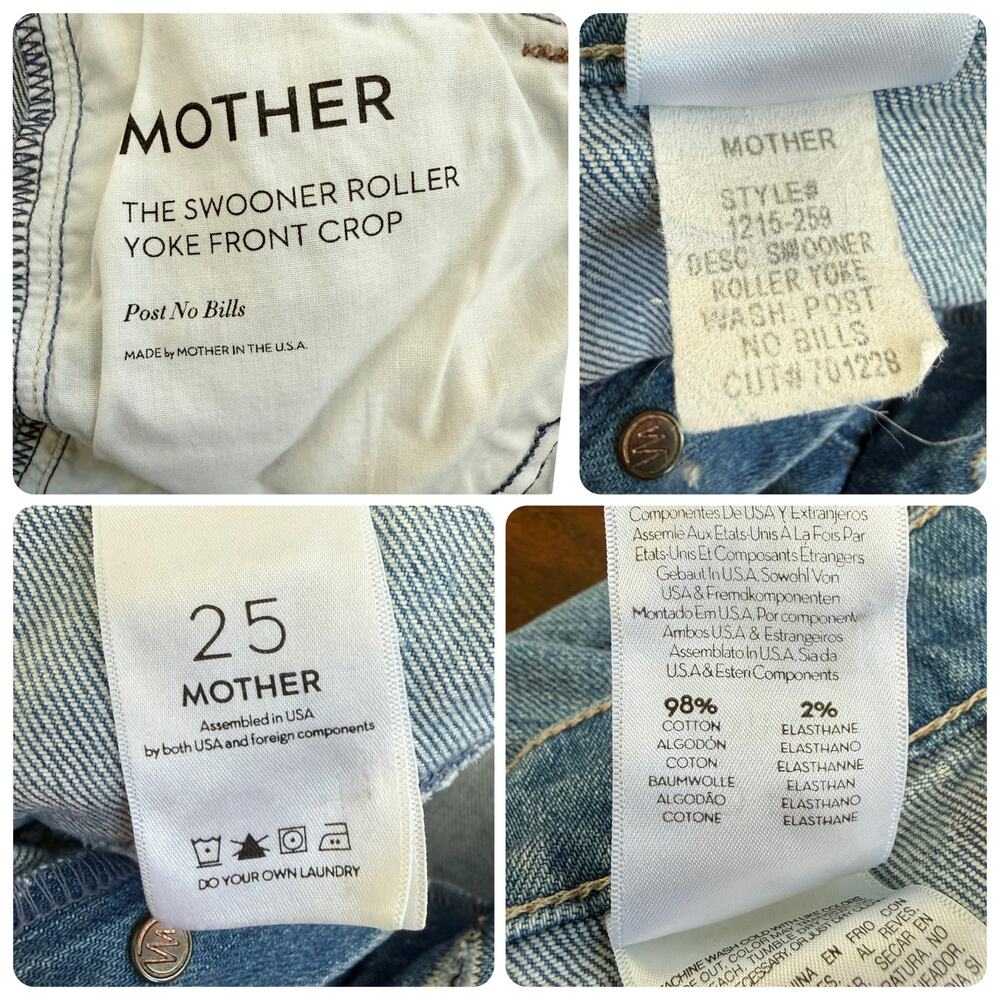 Mother SUPERIOR 25 The Swooner Roller Yoke Front Crop Wide Leg Post No Bills - Picture 9 of 16